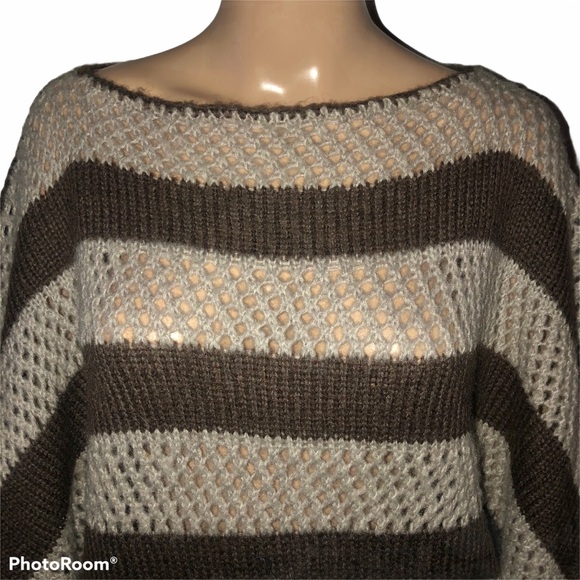 BCBGMAXAZRIA open knit dolman sleeve sweater - Picture 3 of 6